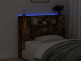 Storage Headboard with LED Smoked Oak Engineered Wood 3418647