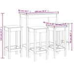 5 Piece Bar Set Black Solid Wood Pine 3124701