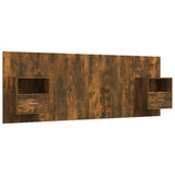 Bed Headboard with Cabinets Smoked Oak Engineered Wood 3115697