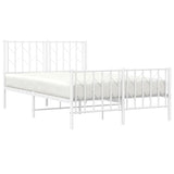 Metal Bed Frame without Mattress with Footboard White 120x190cm 374501