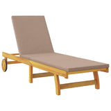 Sun Lounger Reclining with Cushion Taupe Solid Acacia Wood 3407702