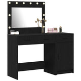 Dressing Table with Mirror Lights 2 pcs Black Engineered wood 3334228