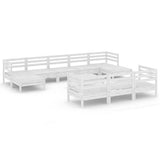 11 Piece Garden Lounge Set White Solid Wood Pine 3083390