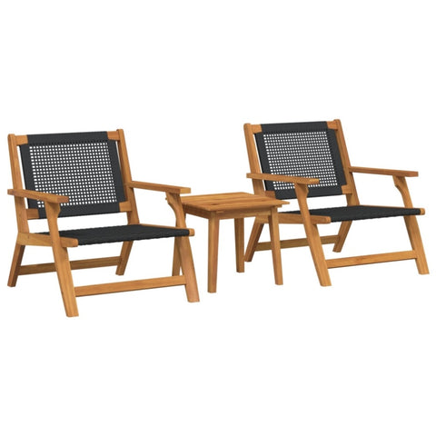 ZNTS Outdoor Chairs with Table Set - 3 Pieces in Black Acacia Wood 3214433