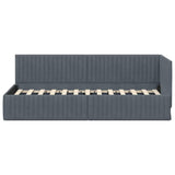 Corner Bed Frame with Headboard Dark Grey 80 cm x 200 cm Velvet 42016247