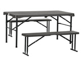 Folding Picnic Table 2 Benches, 3-Piece Portable Garden Furniture Set for 4, Dining Table Set T3398P320191