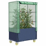 Raised Bed with Cover and Wheels Rattan Look 80x50x182 cm 4015836