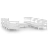 9 Piece Garden Lounge Set White Solid Pinewood 3082518