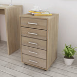 ZNTS Office Drawer Unit with Castors 5 Drawers Oak 243063