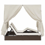 Double Sun Lounger with Roof Brown 205 x 129 x 200 cm PE rattan 3376128