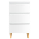 Bed Cabinet with Solid Wood Legs High Gloss White 40x35x69 cm 805899