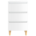 Bed Cabinet with Solid Wood Legs High Gloss White 40x35x69 cm 805899