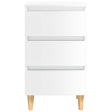 Bed Cabinet with Solid Wood Legs High Gloss White 40x35x69 cm 805899