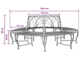Tree Bench 8-Seater 160 x 89 cm Steel Silver Grey Round 42029513