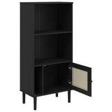 Bookcase SENJA Rattan Look Black 60x35x130 cm Solid Wood Pine 358060
