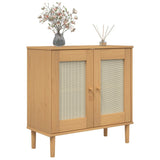 Sideboard SENJA Rattan Look Brown 80x35x80 cm Solid Wood Pine 358031
