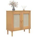 Sideboard SENJA Rattan Look Brown 80x35x80 cm Solid Wood Pine 358031