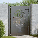 Garden Gate with Lock Black 110 x 155 cm Powder-coated steel 42015886