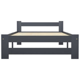 Bed Frame Dark Grey Solid Pine Wood, Plywood Single Durable 322020