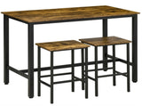 120x60cm Bar Table Set, Breakfast Table with 2 Stools, 3-Piece Counter Height Dining Table & Chairs T3398P342288