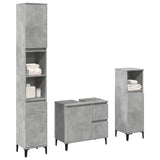 ZNTS 3 Piece Bathroom Furniture Set Concrete Grey Engineered Wood 3324946