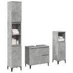 3 Piece Bathroom Furniture Set Concrete Grey Engineered Wood 3324946