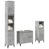 3 Piece Bathroom Furniture Set Concrete Grey Engineered Wood 3324946
