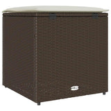 Cushion Box with Storage Brown 50 x 50 x 50 cm Poly Rattan 365409