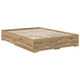 Bed Frame with Drawer Artisan Oak 135 x 190 cm Engineered Wood 3410002