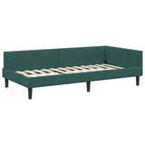 Corner Bed Frame Dark Green 90 cm x 200 cm Velvet 42016156