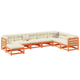 8 Piece Garden Sofa Set Wax Brown Solid Wood Pine 3299575