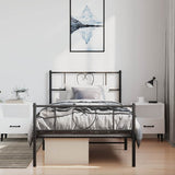 Metal Bed Frame without Mattress with Footboard Black 100x190cm 355475