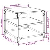 Coffee Tables with Transparent Glass Top 2 pcs 50x50x45 cm Steel 846007