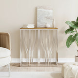 Console Table Silver Stainless Steel and Solid Wood Acacia 350039