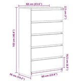 Drawer Cabinet Smoked Oak 60x36x103 cm Engineered Wood 823021