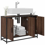 Bathroom Sink Cabinet Brown Oak 90x33x60 cm Engineered Wood 849273