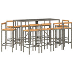 11 Piece Garden Bar Set Grey Poly Rattan& Solid Wood Acacia 3187699