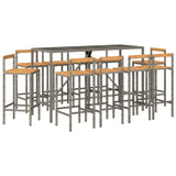 11 Piece Garden Bar Set Grey Poly Rattan& Solid Wood Acacia 3187699