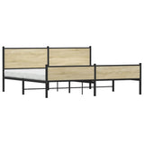 Metal Bed Frame without Mattress Sonoma Oak 200x200 cm 3301404