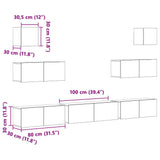 7 Piece TV Cabinet Set Concrete Grey Engineered Wood 3114545