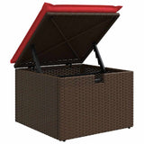 Garden Stool with Cushion Brown 55 x 55 x 37 cm Poly Rattan 366230