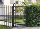 Fence Gate ASSEN with Arched Top and 2 Posts 105x170 cm Black 145751