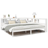 Bookcase Bed without Mattress White 200x200 cm Solid Wood Pine 3324306