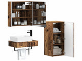Bathroom Furniture Set 4 pcs Old Wood Engineered Wood and Glass 3407405