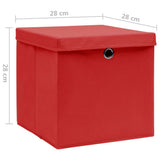 Storage Boxes with Covers 10 pcs 28x28x28 cm Red 325222