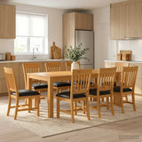 Dining Set 9 pcs Black Solid Oak Wood 3430406