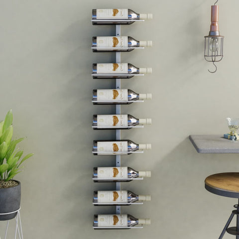 ZNTS Wall-mounted Wine Rack for 9 Bottles White Iron 340900