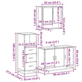 3 Piece Bathroom Furniture Set Brown Oak Engineered Wood 3301044