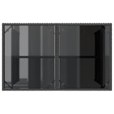 Garden Table Black Poly Rattan, Tempered Glass, Powder-Coated Steel 366350
