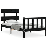 Bed Frame without Mattress Black 100x200 cm Solid Wood Pine 3193265